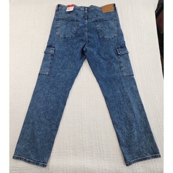 Guess Denim Cargo Pants Men's 38x32 Med Wash NEW 7 Pockets Stretch NWT Comfort - Picture 2 of 16